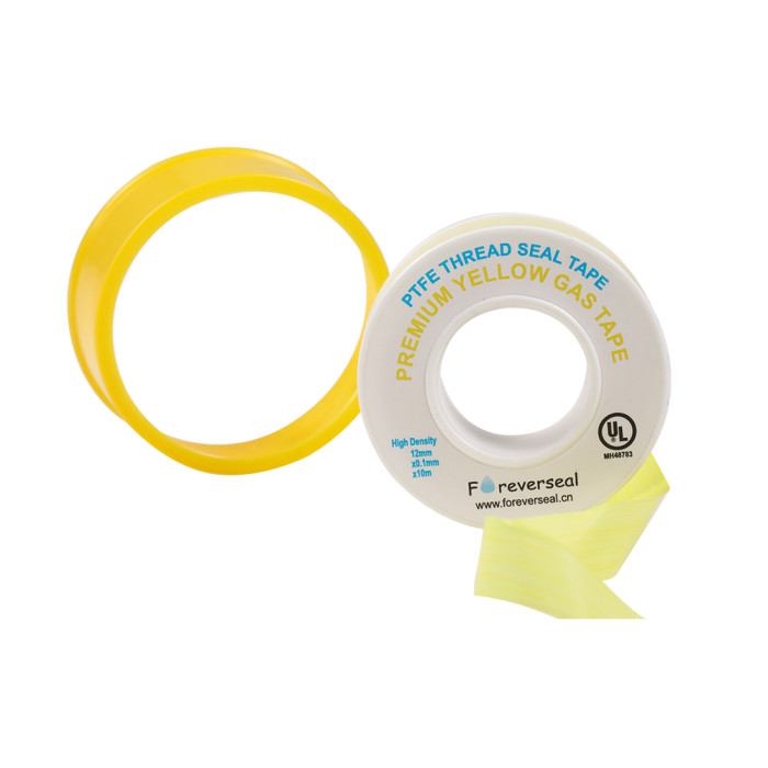 Yellow PTFE Plumber's Tape is effective on metal and plastic threads