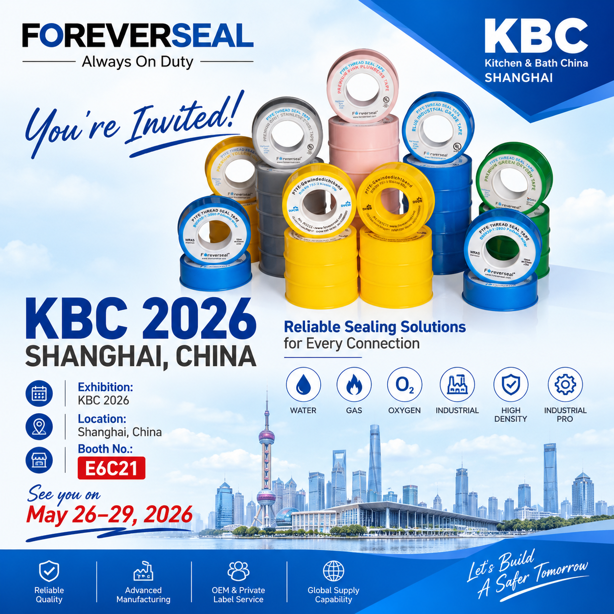 Foreverseal® at KBC 2026 Shanghai | PTFE Tape Manufacturer