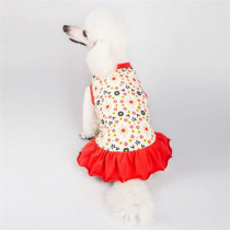 Pet Red Sunshine Yellow Floral Dog Dress