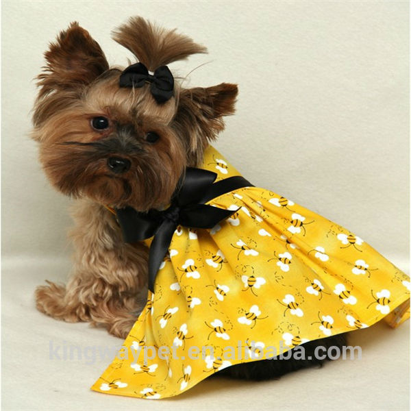 Yellow Bumblebee Dog Dress Clothes Pet Apparel