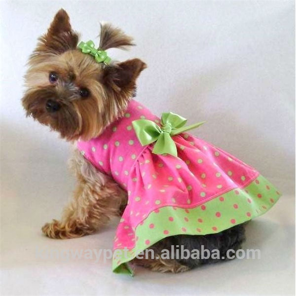 Pink and Lime Polka Dot Dog Dress Clothes Pet Apparel