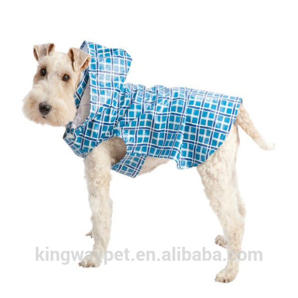 Dog Rain Coat Blue Plaid Apparel