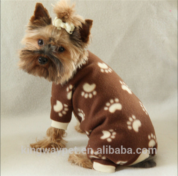 Paw Print Cozy Fleece Dog Pajamas clothes
