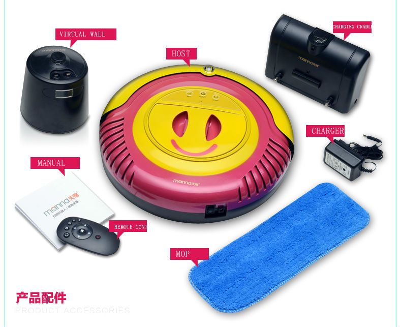 OEM Auto recharge robot vacuum cleaner JL-R002 with mop function +virtual wall