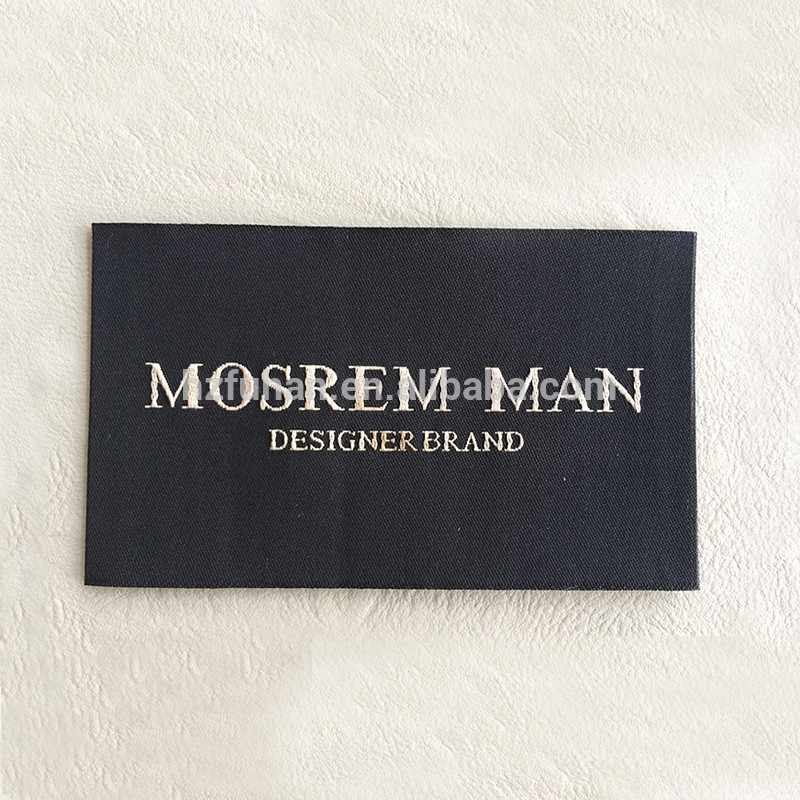 Best price for size woven label for jacket main woven label for cloth high density lazer cutting woven brand label for garment