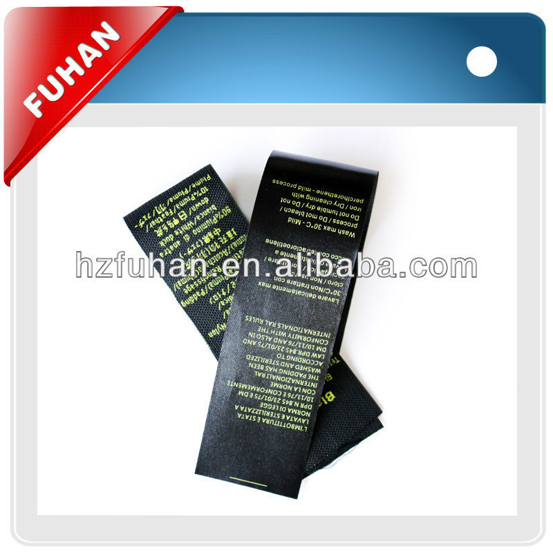 2014 factory directly customized silk screen fancy satin printing label for garment /bag/shoes