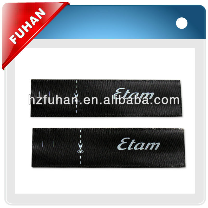 2014 high grade black background printing label with white logo for garment/shoes/toys