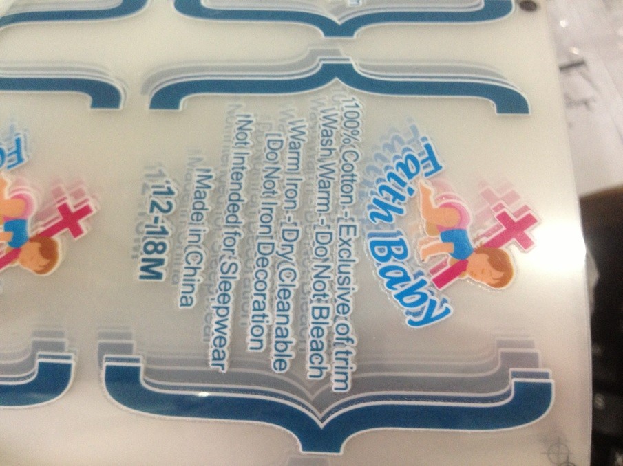 newest design heat transfer print label for baby's clothing