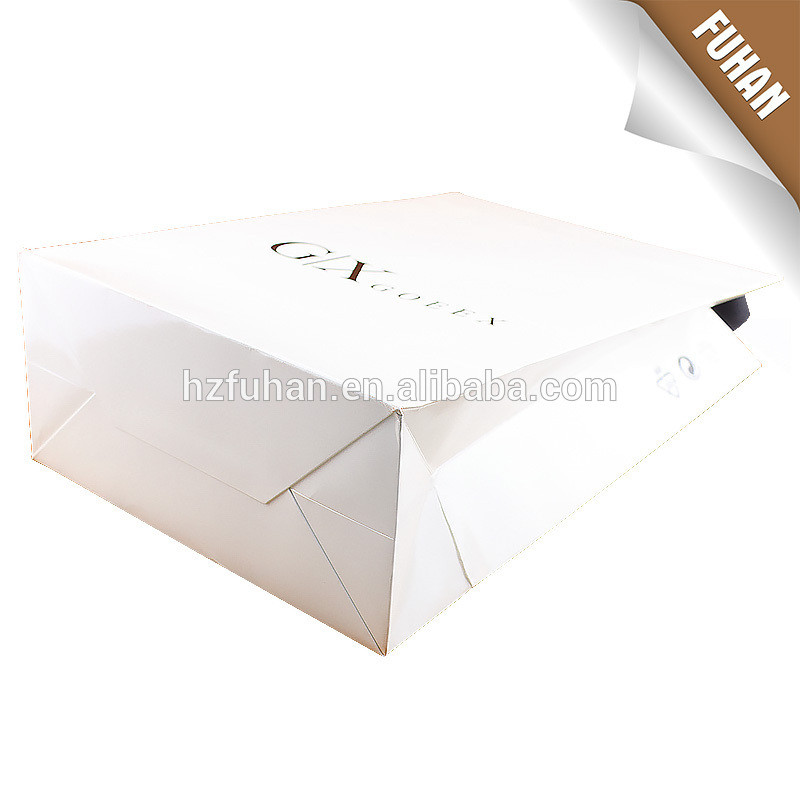 Printing eco-friendly black letter white paper shopping bag
