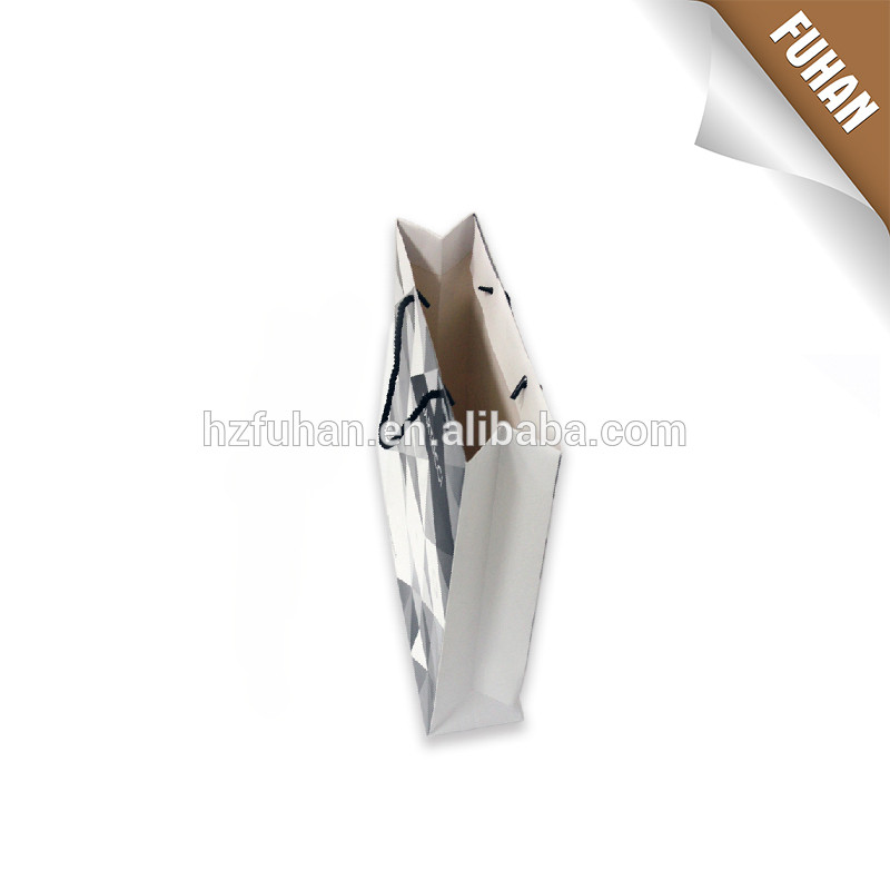 Foldable and high grade printing eco-friendly white paper shopping bag