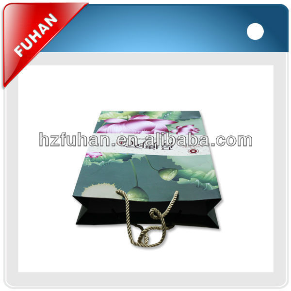 2014 custom order off-set printing surface art paper luxury paper shopping bag for garment/shoes/food