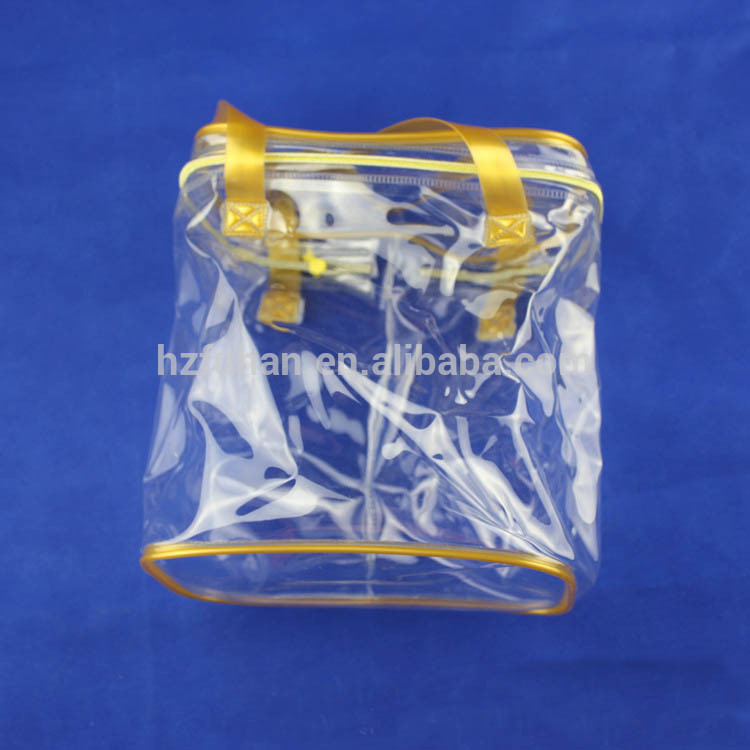 Eco-friendly transparent clear pvc cosmetic bag with zipper