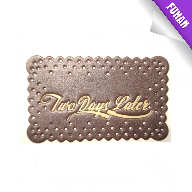 Fashion Golden logo pu leather patches for jeans and bags