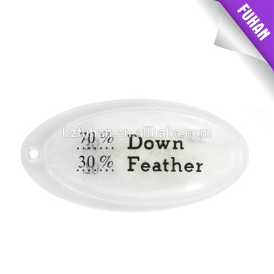Winter clothes customized inflatable feather filled label