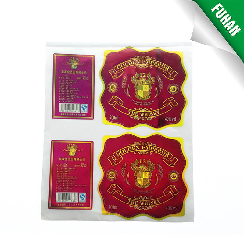 Professional factory supply Gold foil sticker labels for RED Wine bottle