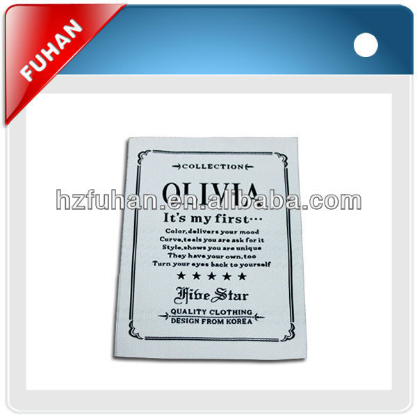 Custom best quality organic cotton printed label