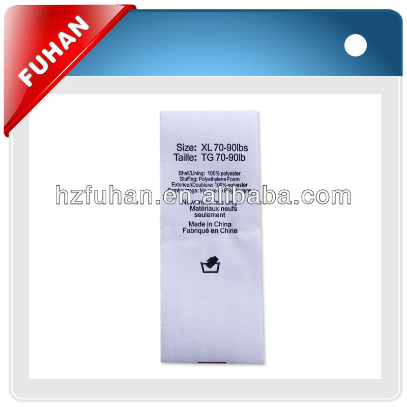 white satin printed labels for bath towel