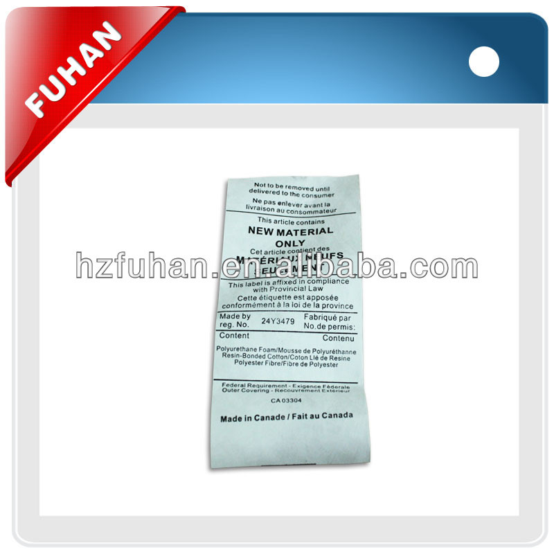 2014 New product high quality custom printed labels for clothes