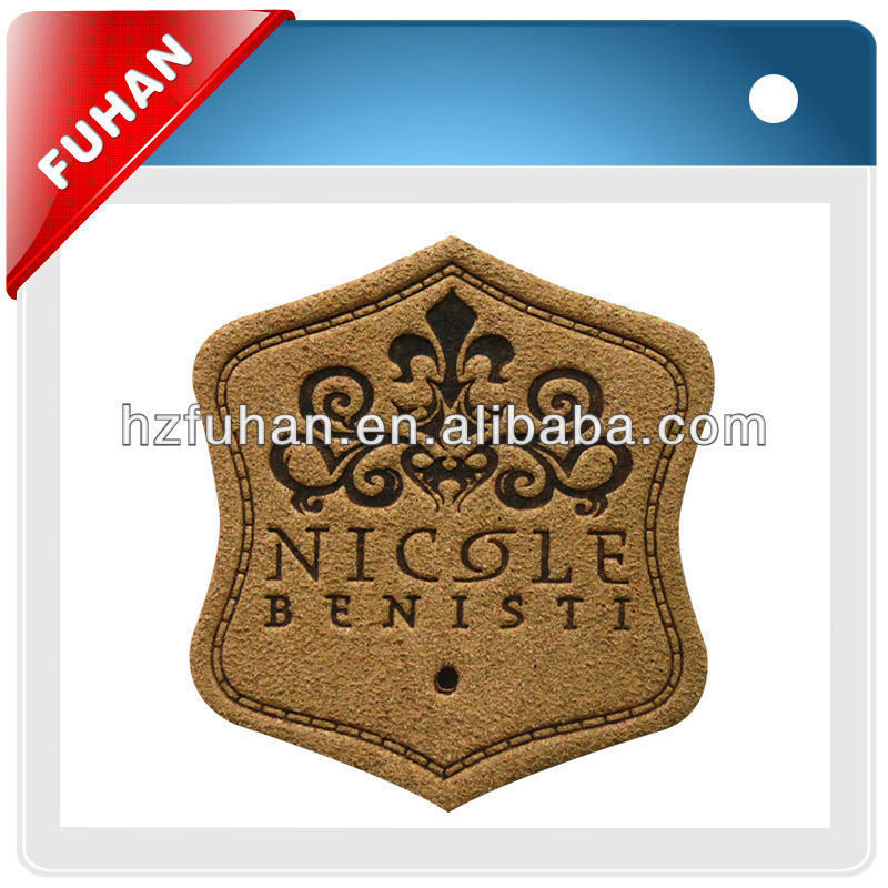 Nice color embossed leather label for hot sale