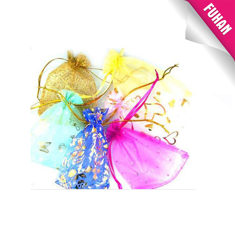 Fashionable Customized Popular design shape printed organza bags with drawstring