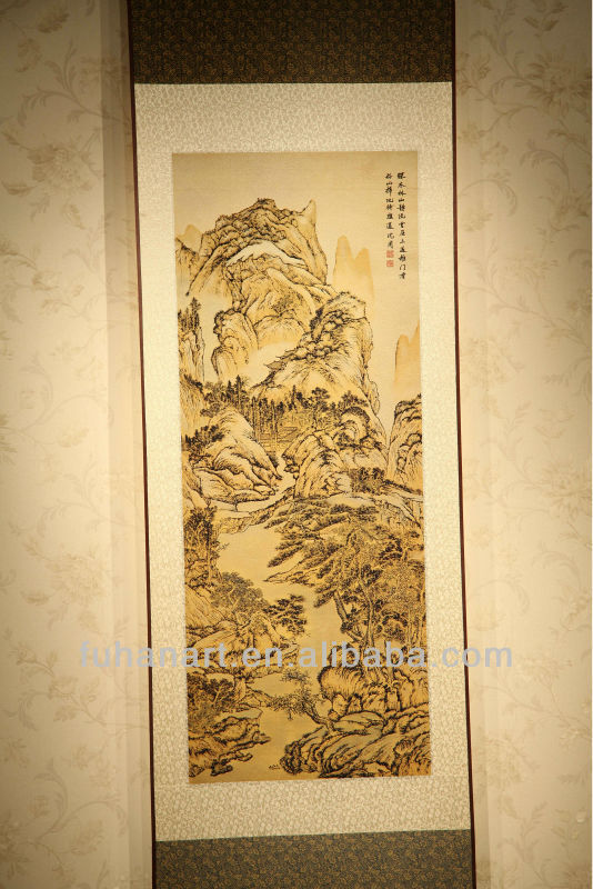 Famous paintings,Chinese Landscape painting ,silk gift