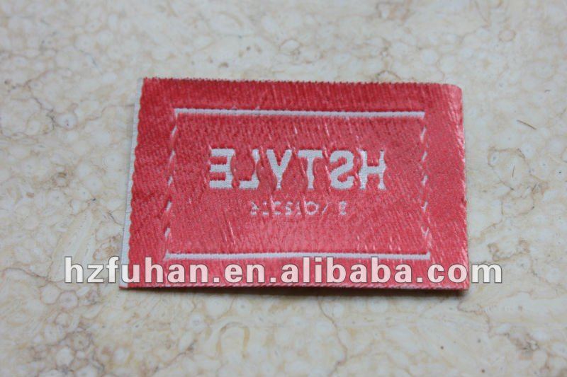 red and white glue woven label for garment