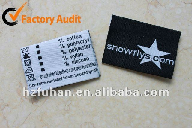 Polyester fabric damsk woven labels for clothing