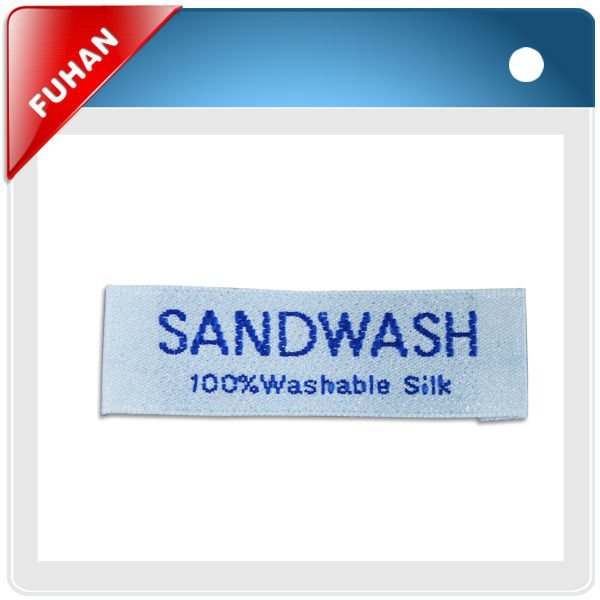 2014 custom order end folding biodegradable woven fabric woven label for clothes/bag