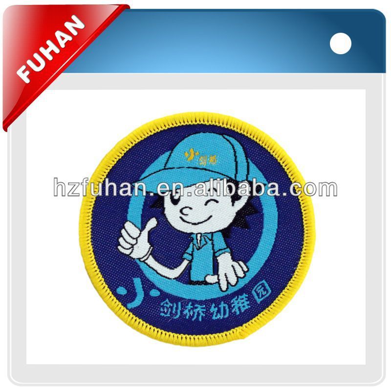 custom embossed woven patch with adhesive back