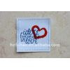 lovely fabric silver logo woven label