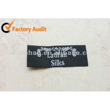 woven labels for clothing white polyester background with black wording