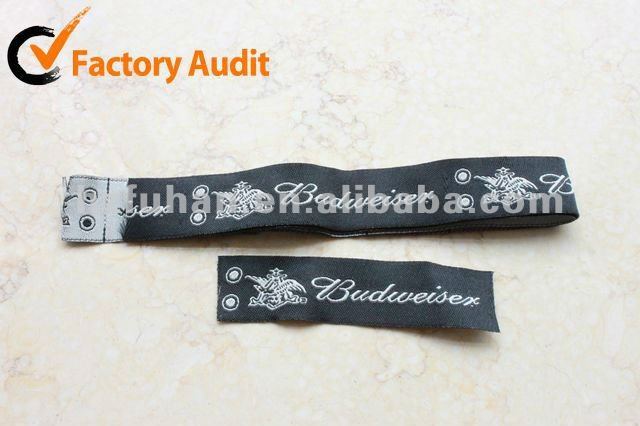 woven labels for clothing white polyester background with black wording
