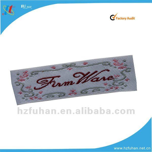 2014 factory promotional eco-friendly washable damask woven label for garment/shoes/toys/hat