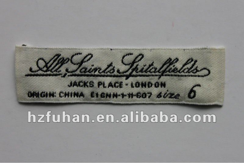 embroidered sheer fabric woven label