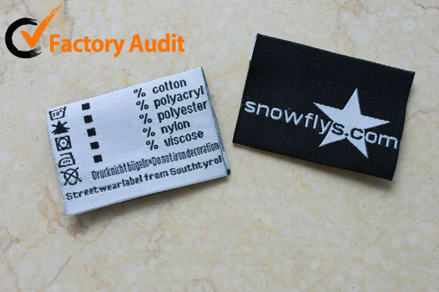 woven label wholesalers, customize 100%cotton washing label for t-shirts