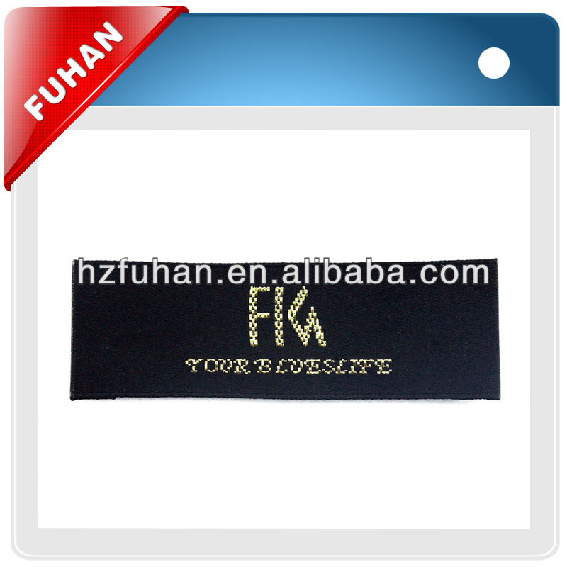Straight cut woven damask label with best price