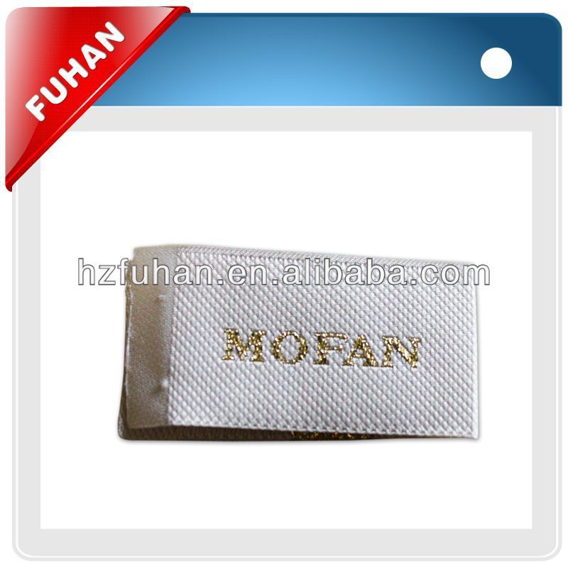 High quality polyester satin beanie woven label for garment