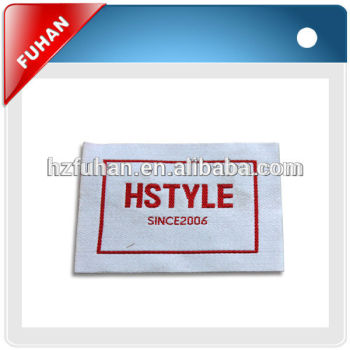 2014 customized high density end folding woven label for garment/toy/bag
