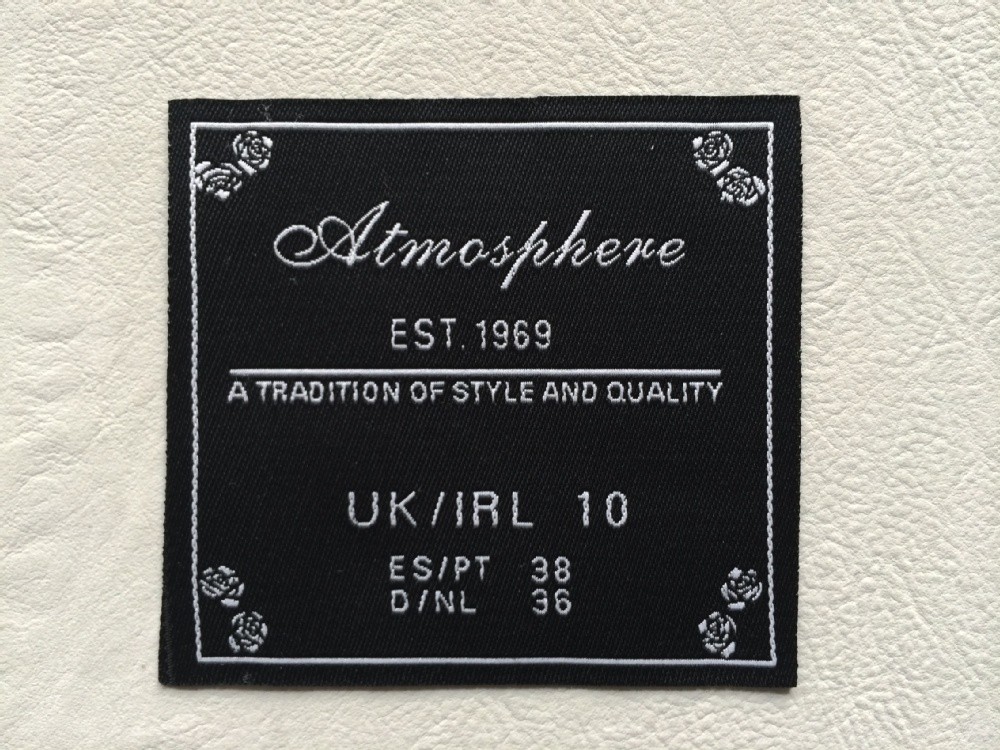Custom size,care,and content woven labels