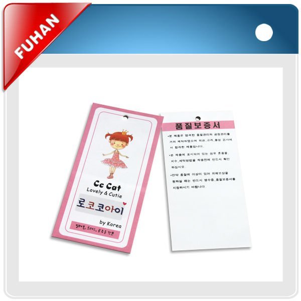 widely used fashion art paper hangtag for garment