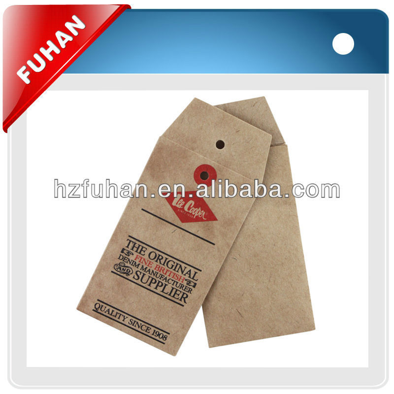 Hot sale brown paper hang tag with silk screen printing technic for clothing
