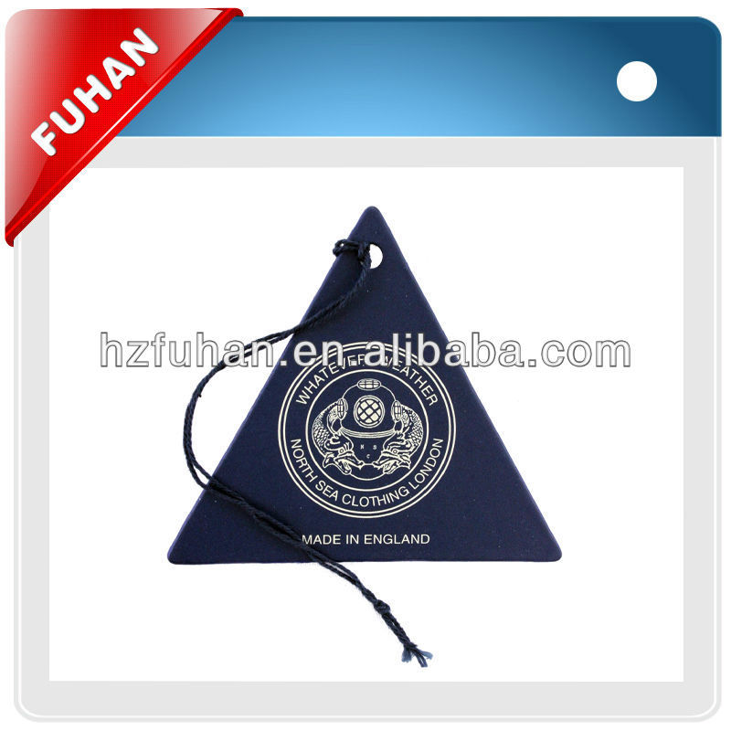 2013 Hot sale shaped paper swing tags for clothes industry