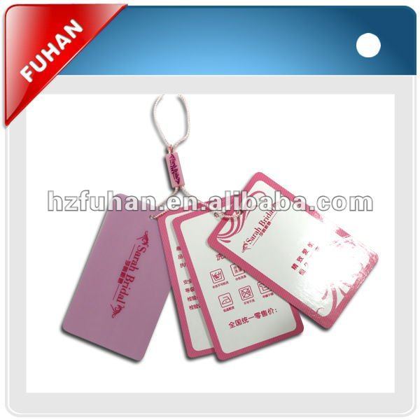 a set of hangtags with plastic tag for garment