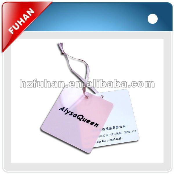 coated paper hang tag with additional tag and string
