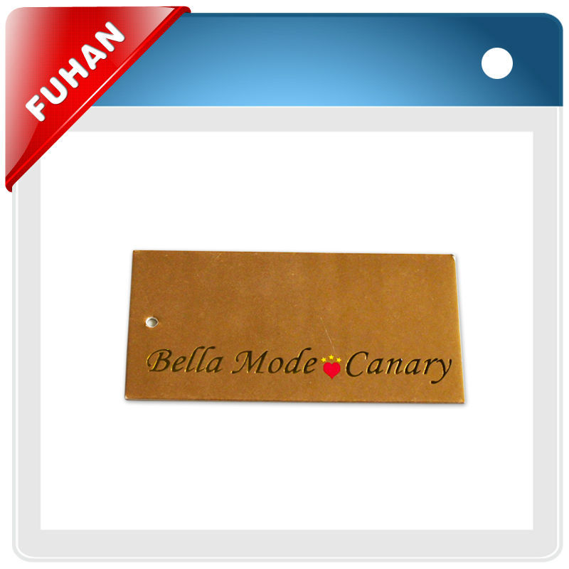 beautiful glossy paper hangtags with back up for clothes