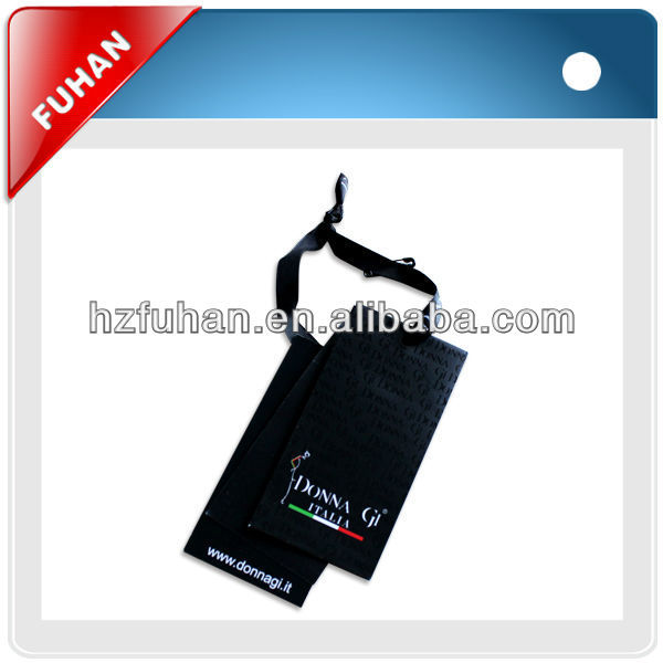2014 Best Price Printed Apparel Hangtag with Satin Ribbon