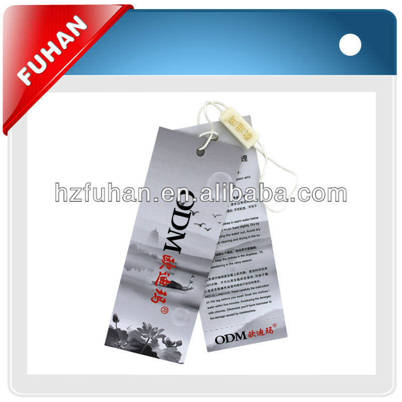 fashion hang tags design with polyester thread