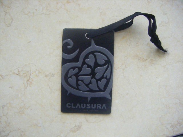 silver printed black paper hangtags for clothing