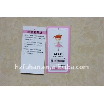 lovely cartoon paper hangtags for girls clothing