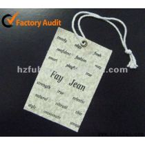 full color white card paper hang tag for garment